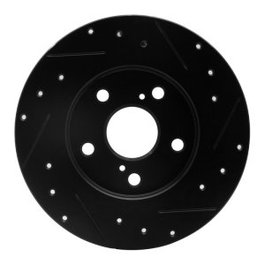 Pontiac Vibe Brake Rotor (1) - Rear Left - R1 Concepts - Drilled & Slotted - Black - `08-`18